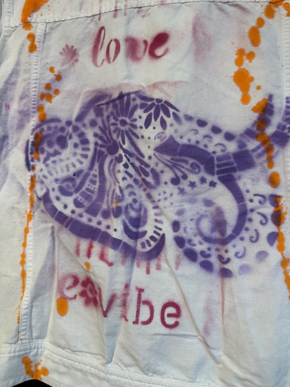 Custom Hand Painted White Linen Jacket Graffiti Streetwear Artsy Boho L - Picture 3 of 8